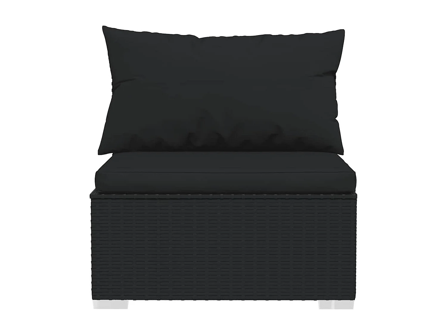 Salon de jardin 4 pcs avec coussins Noir Résine tressée