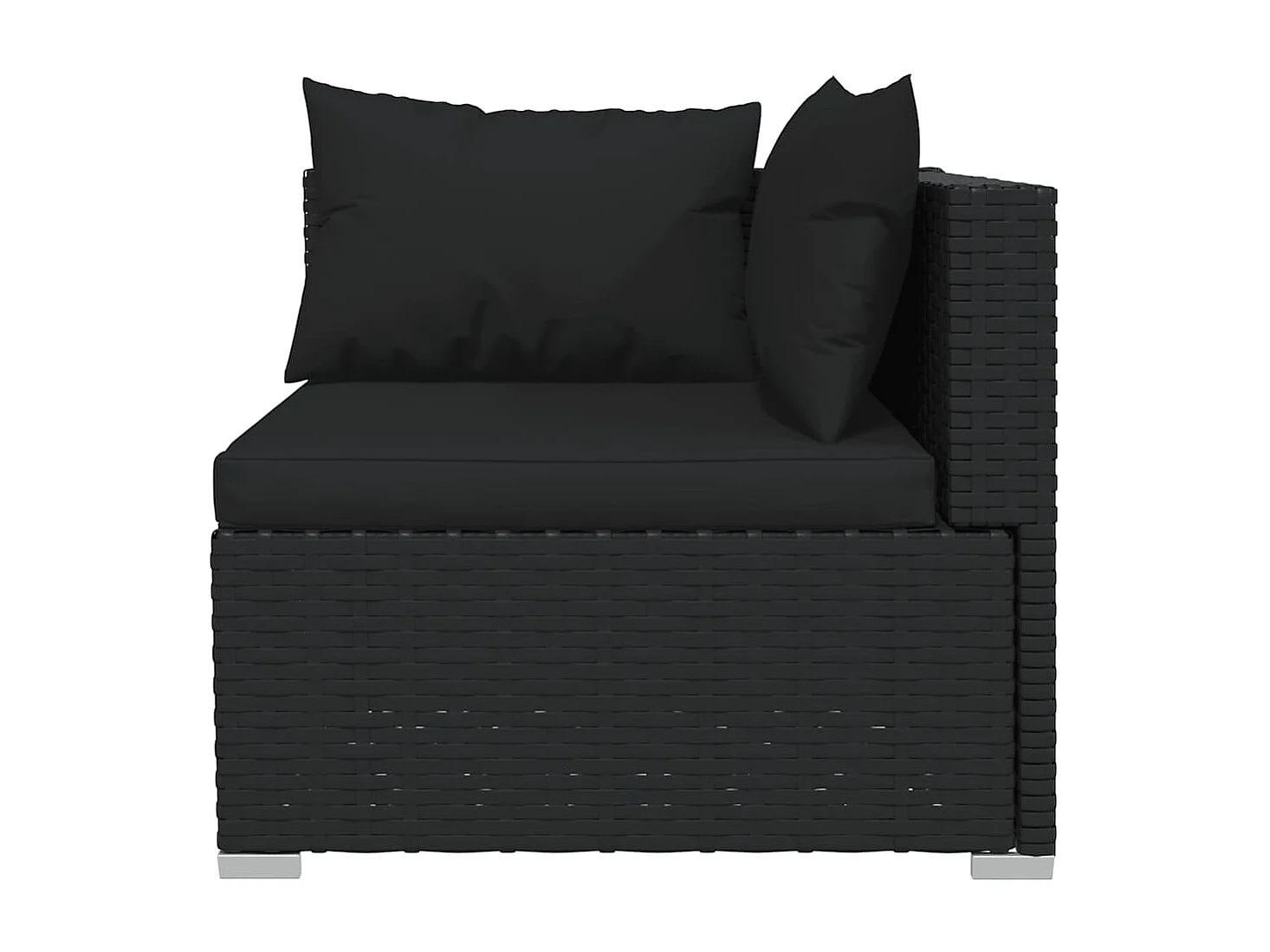 Salon de jardin 4 pcs avec coussins Noir Résine tressée