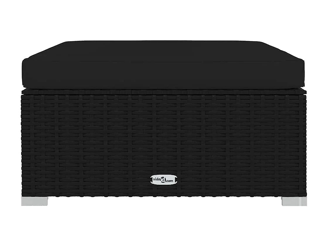 Salon de jardin 4 pcs avec coussins Noir Résine tressée