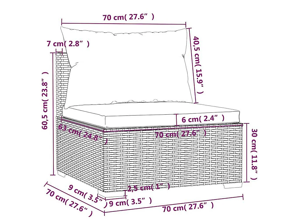 Set Divani da Giardino 4 pz con Cuscini in Polyrattan Nero