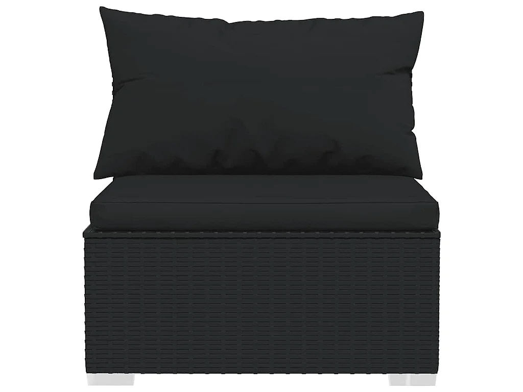 Set Divani da Giardino 4 pz con Cuscini in Polyrattan Nero