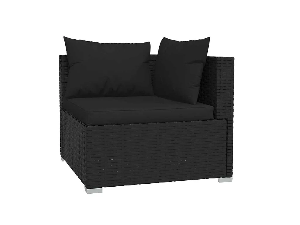 Set Divani da Giardino 4 pz con Cuscini in Polyrattan Nero