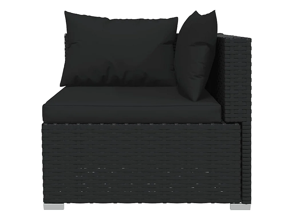 Set Divani da Giardino 4 pz con Cuscini in Polyrattan Nero