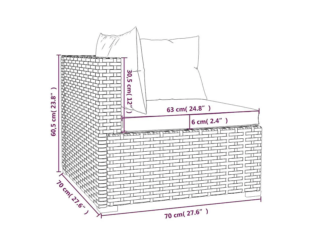 Set Divani da Giardino 4 pz con Cuscini in Polyrattan Nero