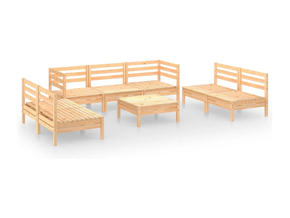 Salon de jardin 8 pcs Bois de pin massif