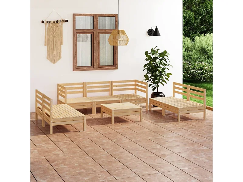Salon de jardin 8 pcs Bois de pin massif