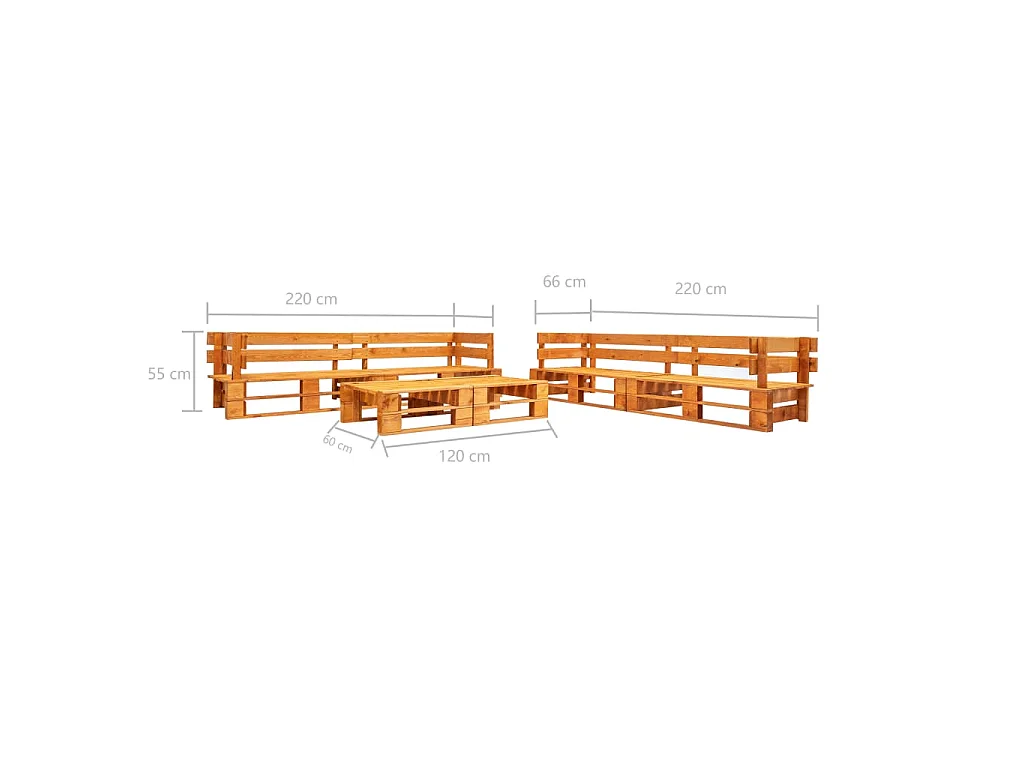 Canapés de jardin palette 6 pcs bois marron miel