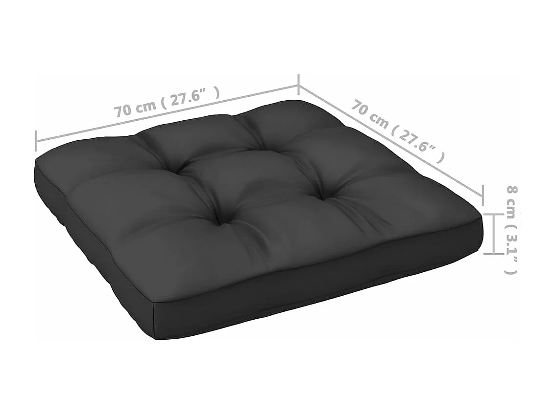 10 pcs conjunto lounge jardim c/ almofadões pinho maciço preto