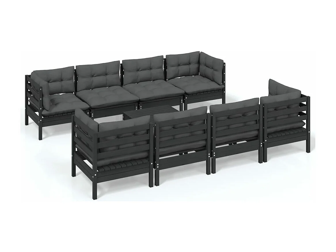 Set Salotto Giardino con Cuscini 9 pz in Legno Massello di Pino