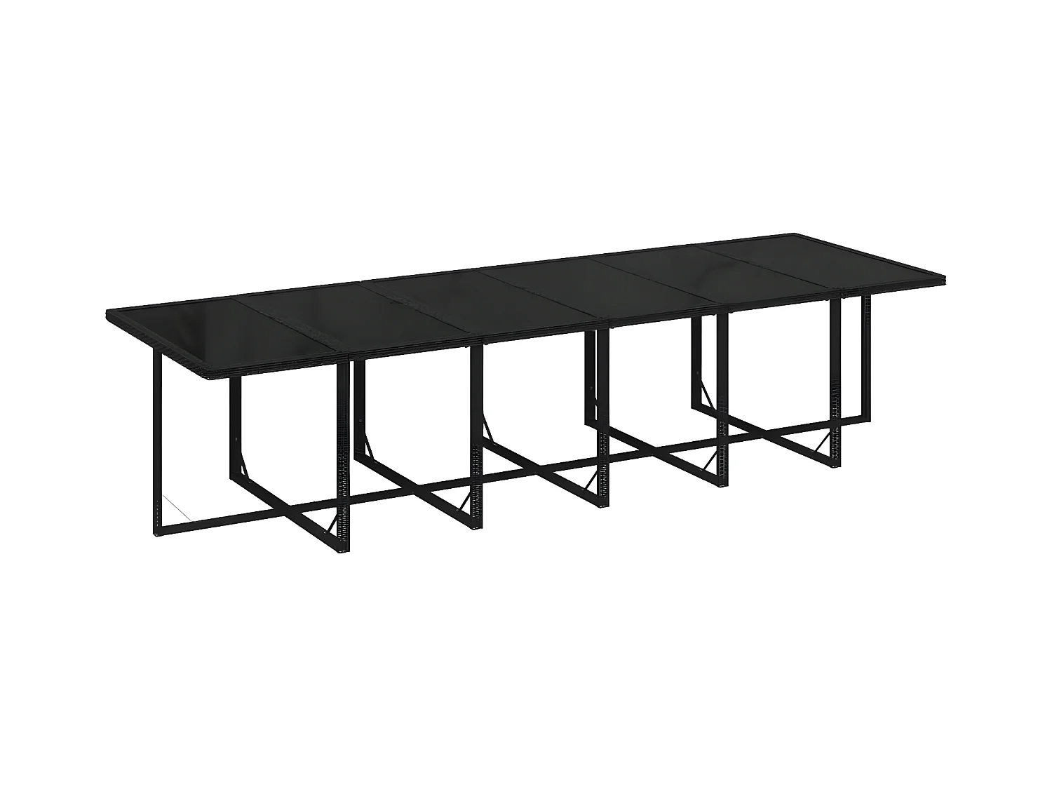 Set da Pranzo per Giardino 13 pz con Cuscini in Polyrattan Nero