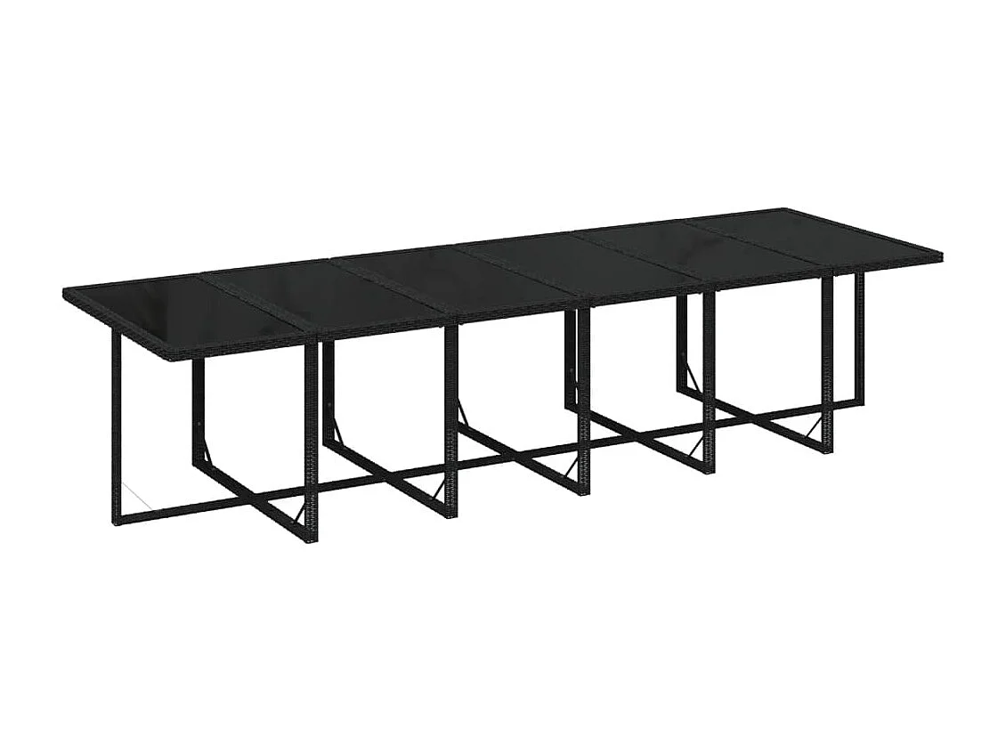 Ensemble à manger de jardin coussins 13 pcs Résine tressée Noir