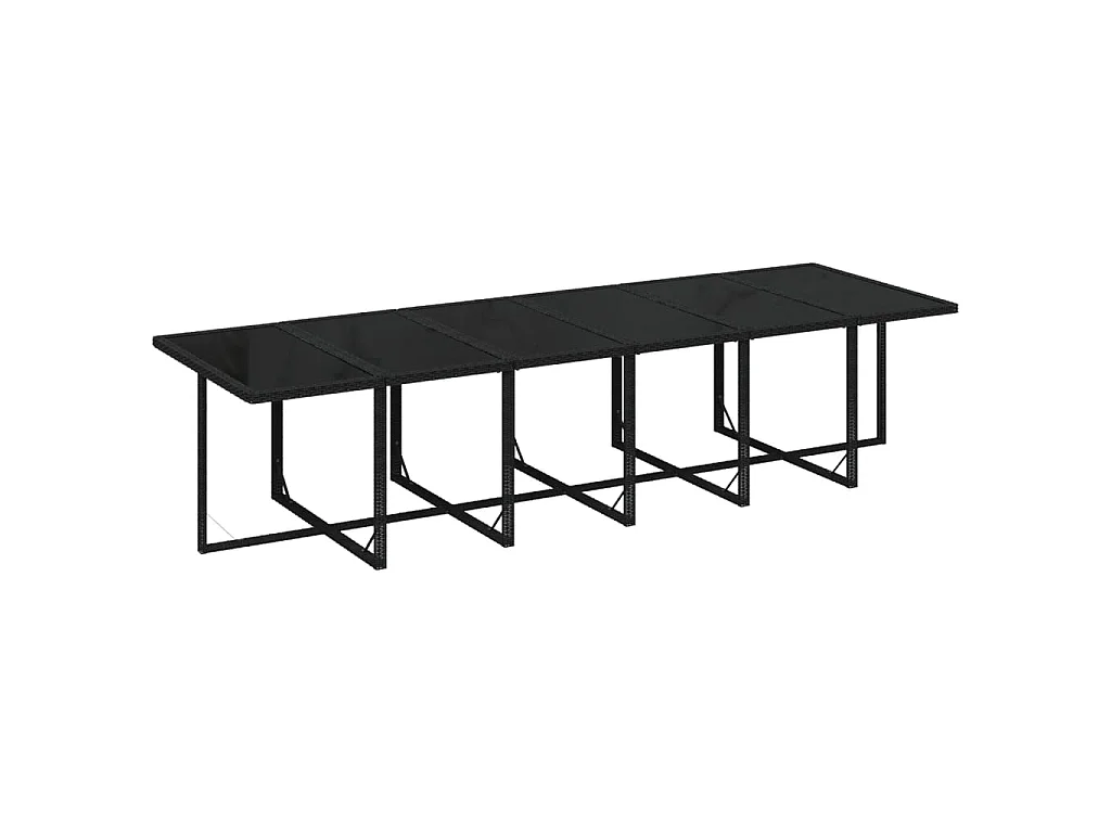 13-tlg. Garten-Essgruppe mit Kissen Poly Rattan Schwarz