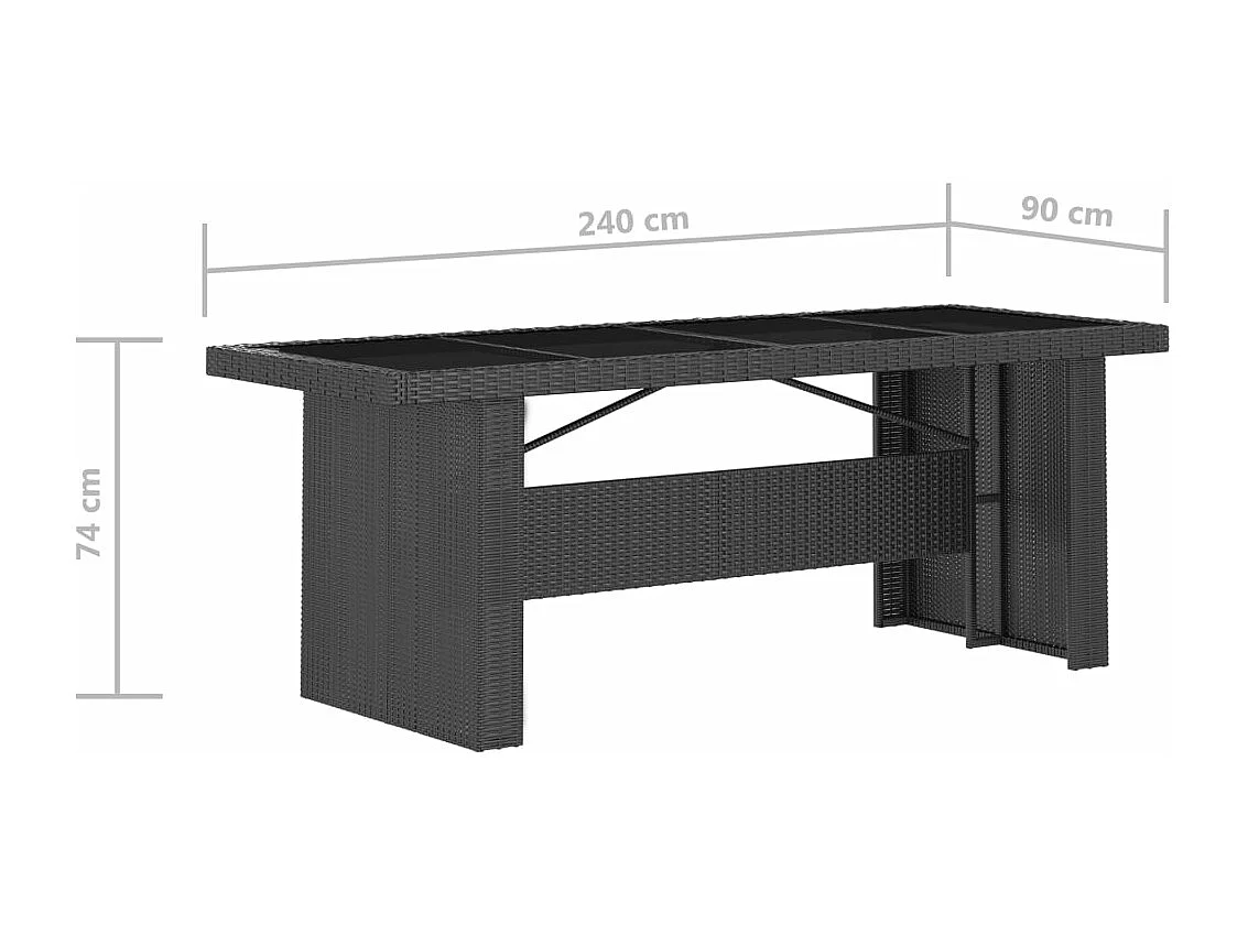 Set da Pranzo da Giardino 7 pz con Cuscini in Polyrattan Nero