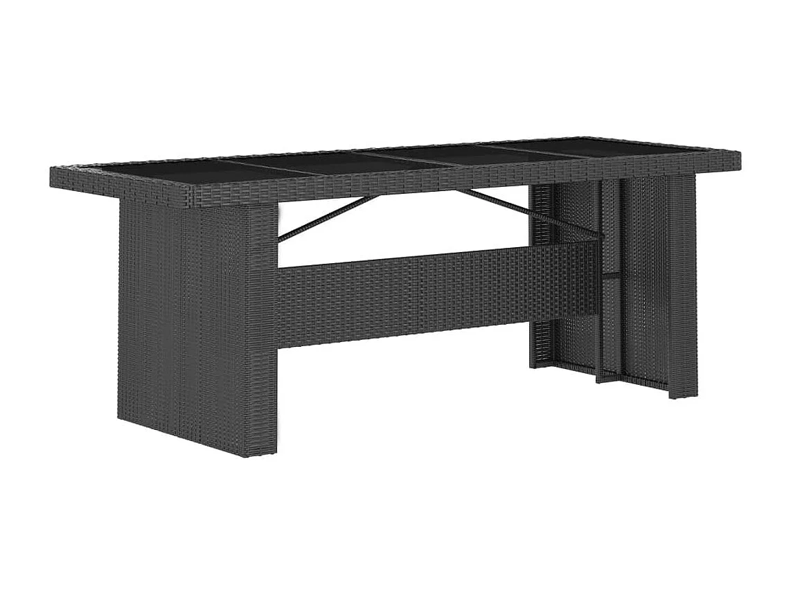 Set da Pranzo da Giardino 7 pz con Cuscini in Polyrattan Nero