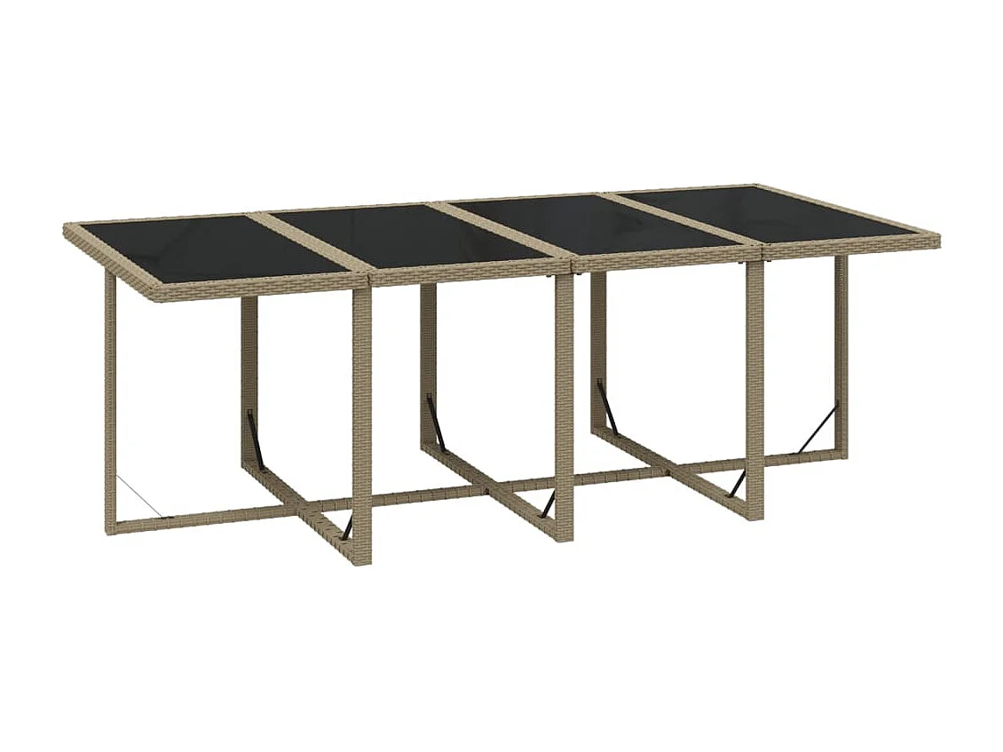 Ensemble à manger de jardin et coussins 9 pcs Poly rotin Beige