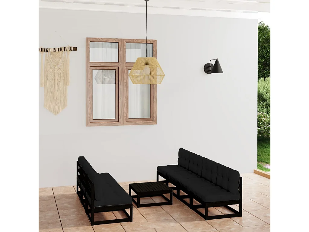 Salon de jardin 8 pcs avec coussins Bois de pin massif