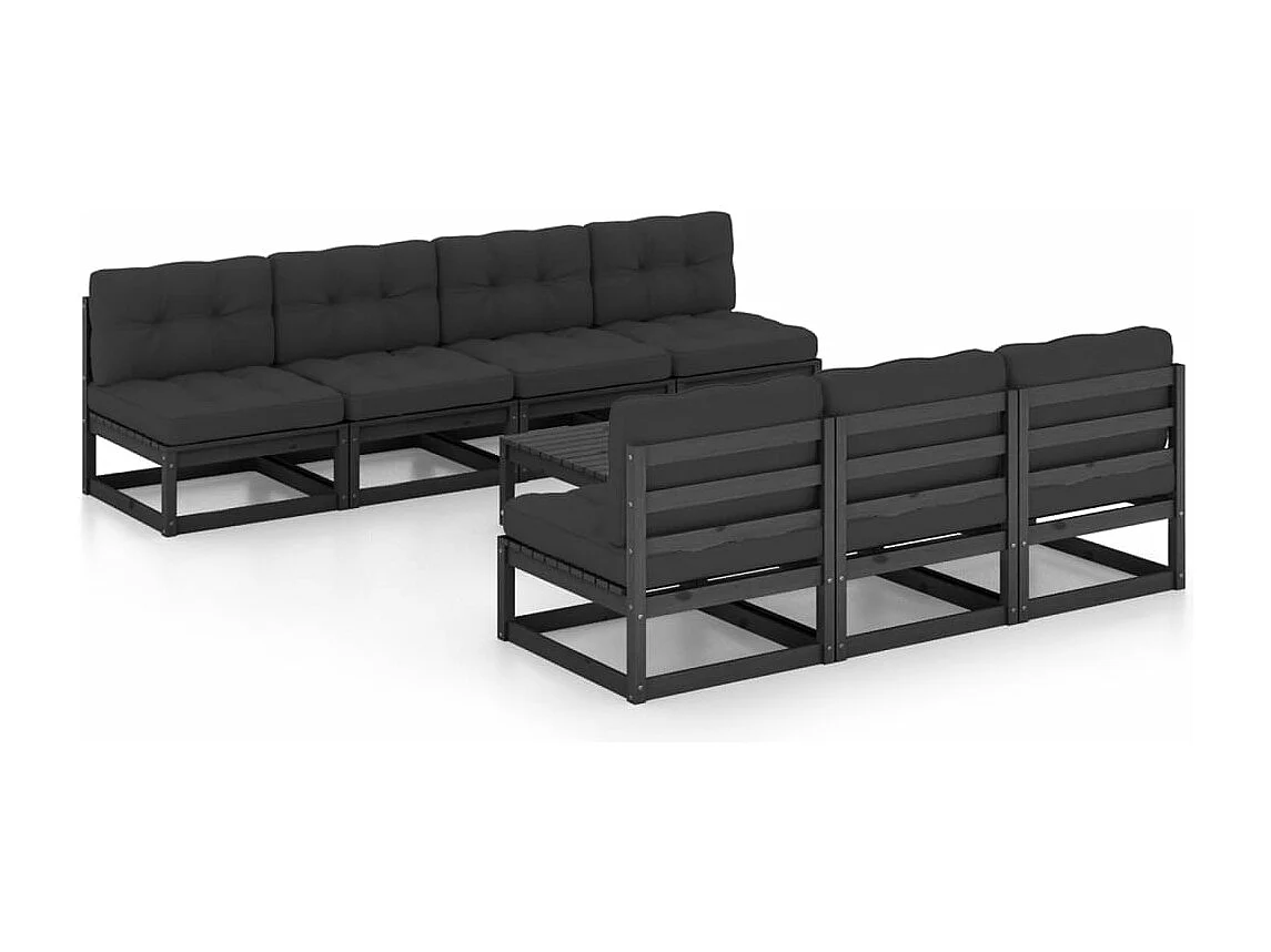 Salon de jardin 8 pcs avec coussins Bois de pin massif