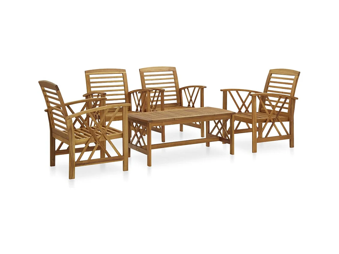 5-delige Loungeset massief acaciahout