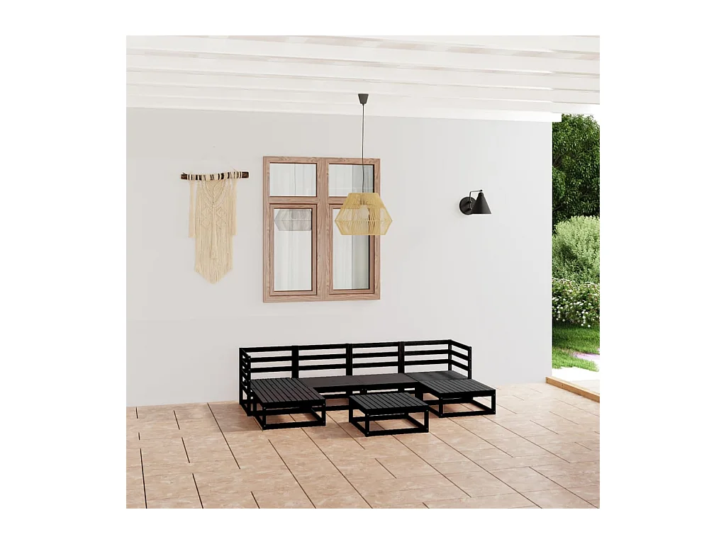 Set Divani da Giardino 7 pz in Legno Massello di Pino