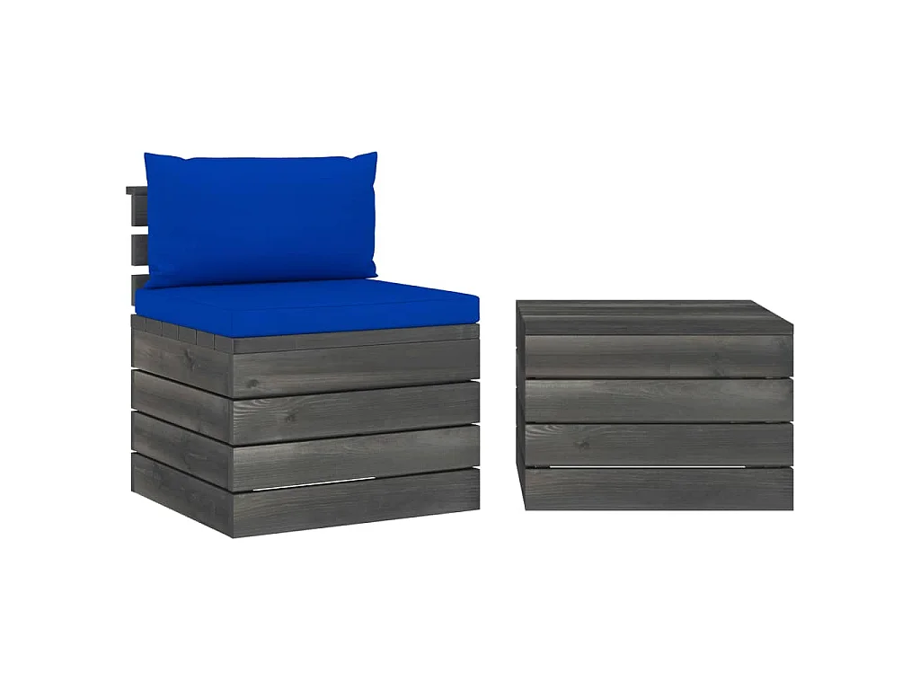 Set Divani da Giardino su Pallet 2 pz con Cuscini Massello Pino