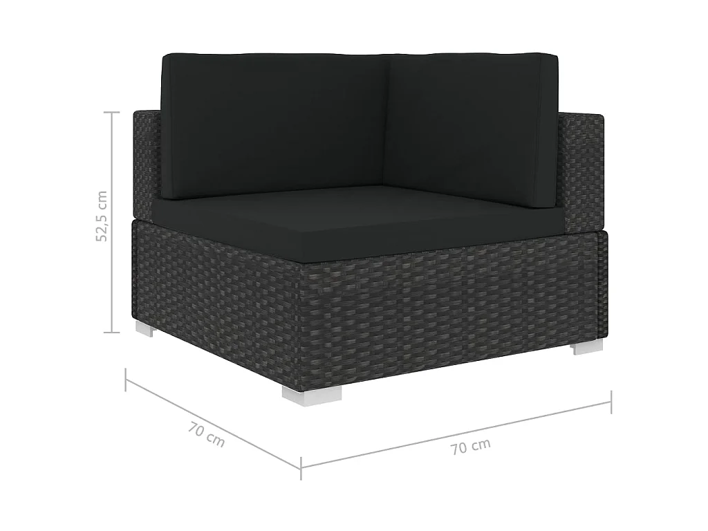 Salon de jardin 12 pcs avec coussins résine tressée noir