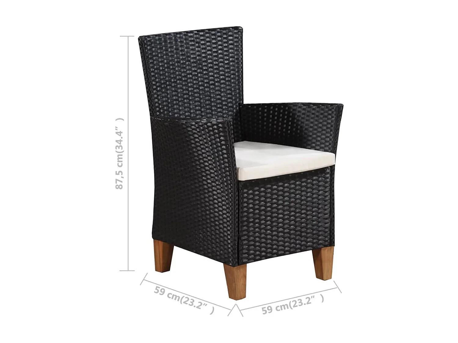 Ensemble à manger d'extérieur 5 pcs Résine tressée Noir marron