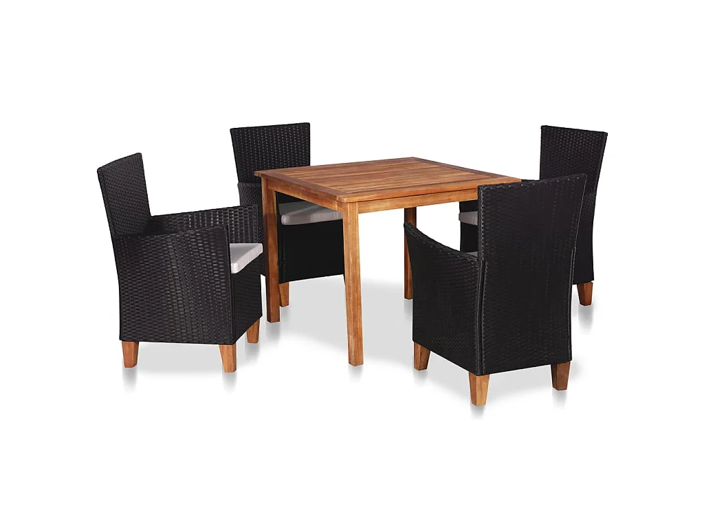 5-delige Tuinset poly rattan zwart en bruin