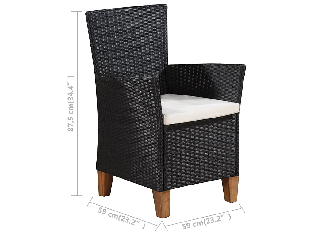 5-delige Tuinset poly rattan zwart en bruin