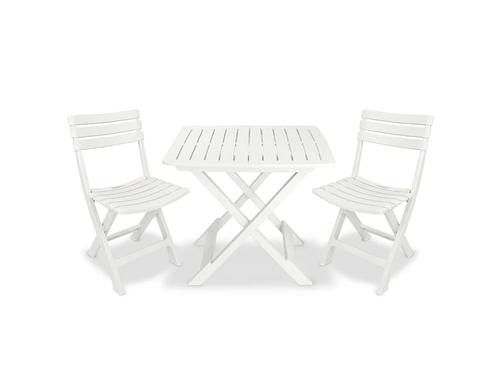 3-tlg. Bistro-Set Klappbar Kunststoff Weiß