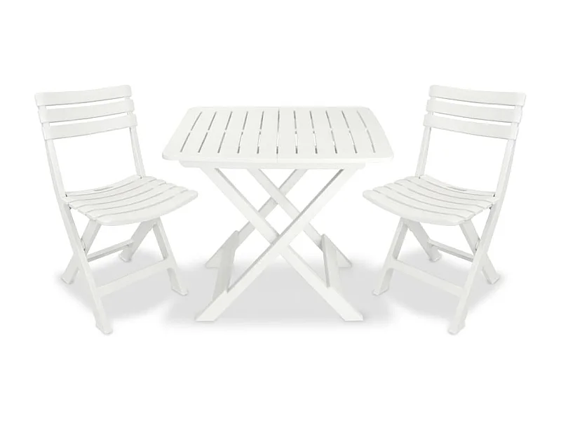 Conjunto bistrô para jardim 3 pcs plástico branco