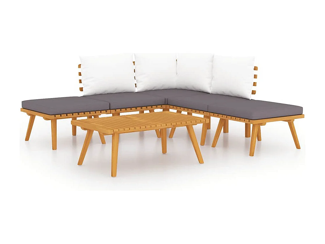 Conjunto lounge de jardim 6 pcs madeira de acácia maciça