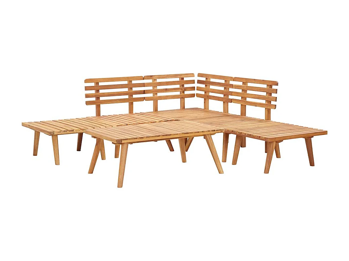 Conjunto lounge de jardim 6 pcs madeira de acácia maciça