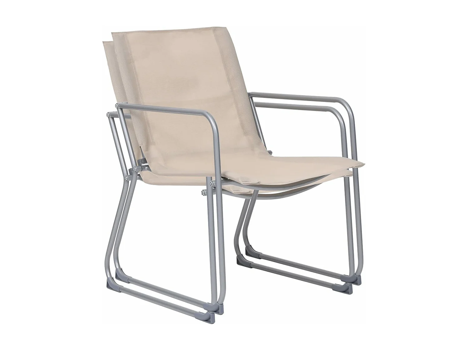 Salon de jardin 4 pcs Tissu et acier Crème