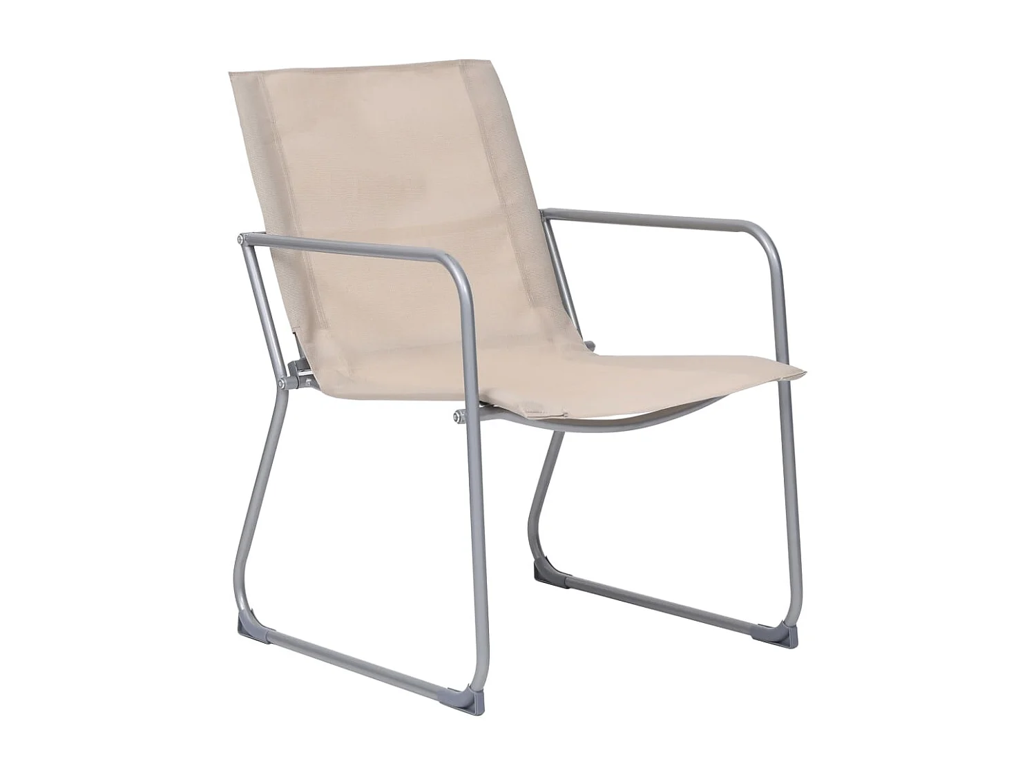 Salon de jardin 4 pcs Tissu et acier Crème
