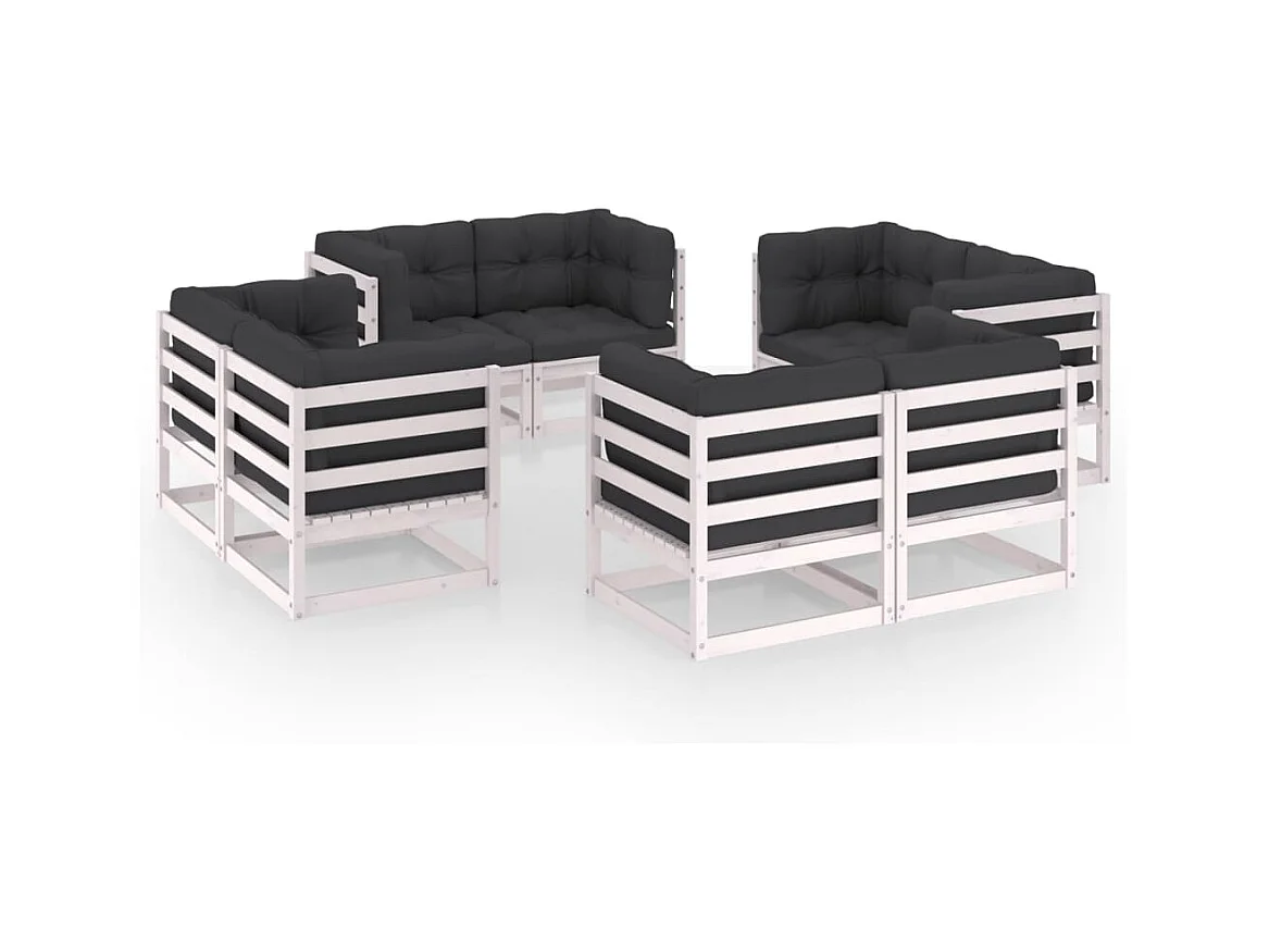 Set Divani da Giardino 8 pz con Cuscini Legno Massello Pino