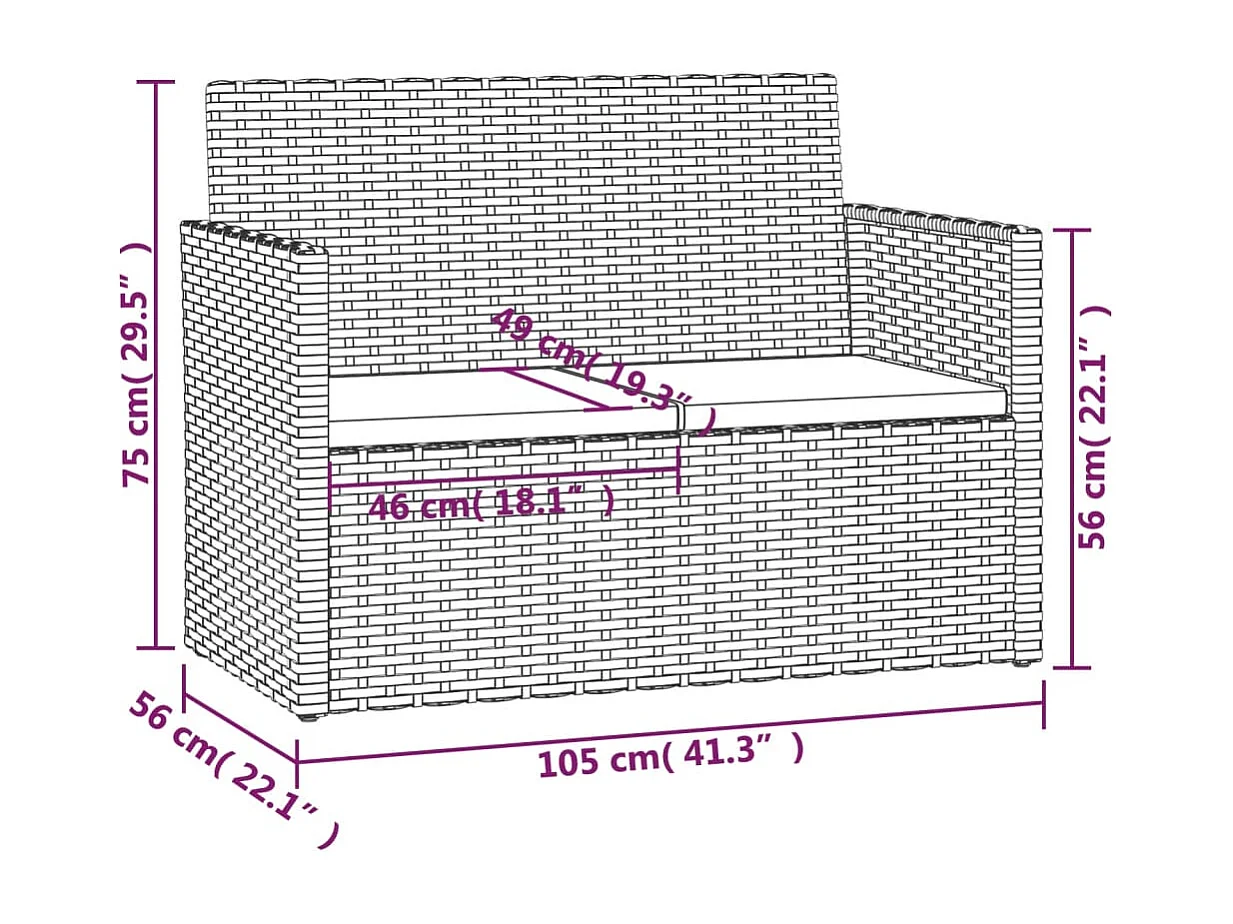 4-tlg. Garten-Lounge-Set mit Kissen Poly Rattan Schwarz