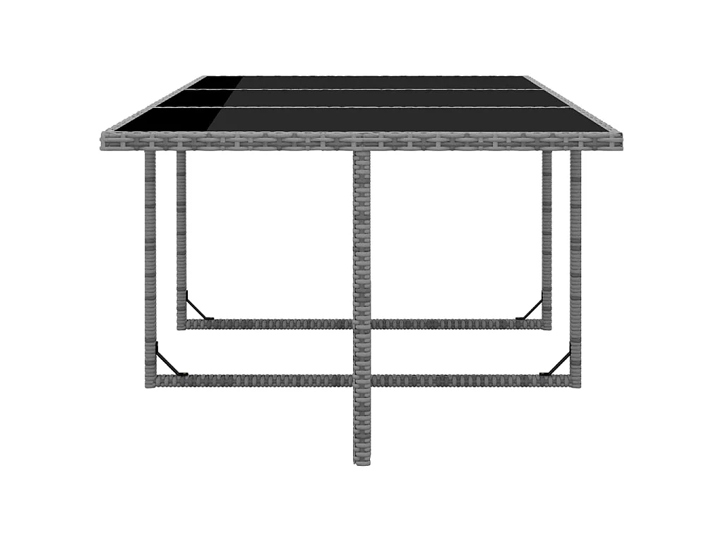 11 pcs conjunto jantar exterior c/ almofadões vime PE cinzento