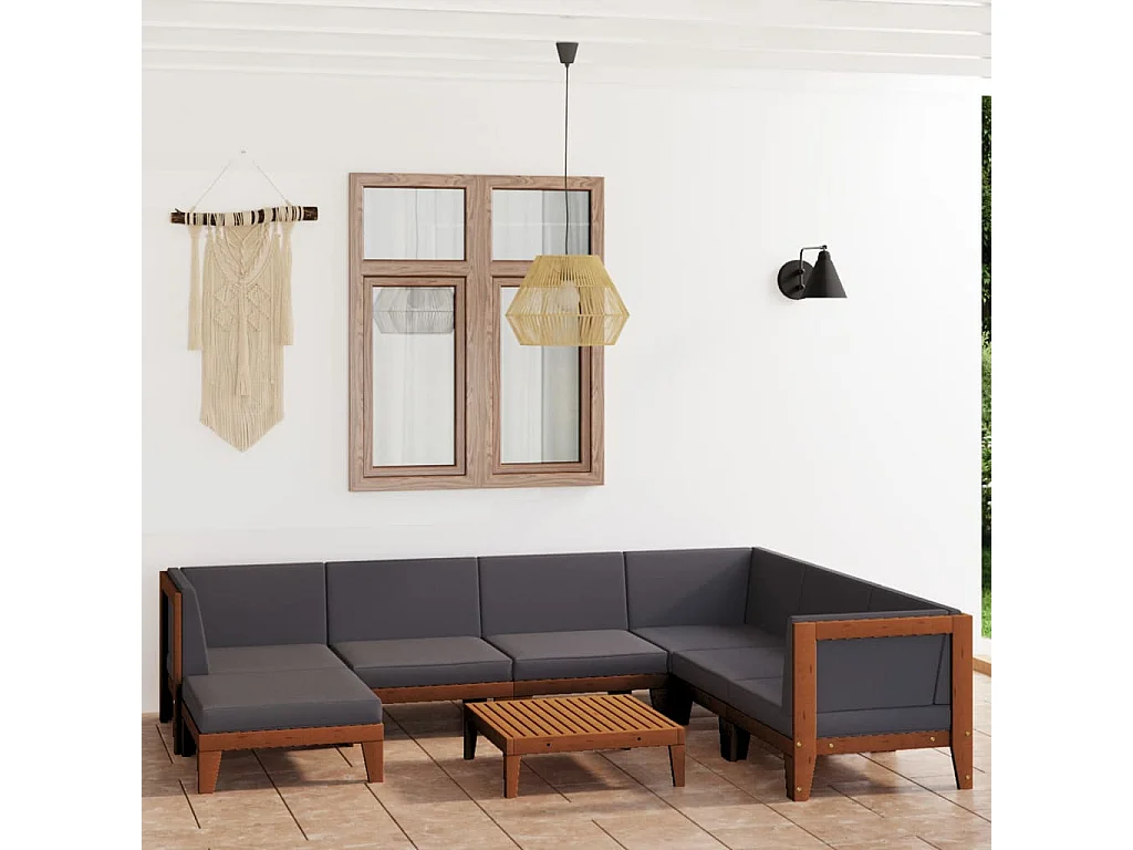 8-tlg. Garten-Lounge-Set mit Kissen Akazie Massivholz