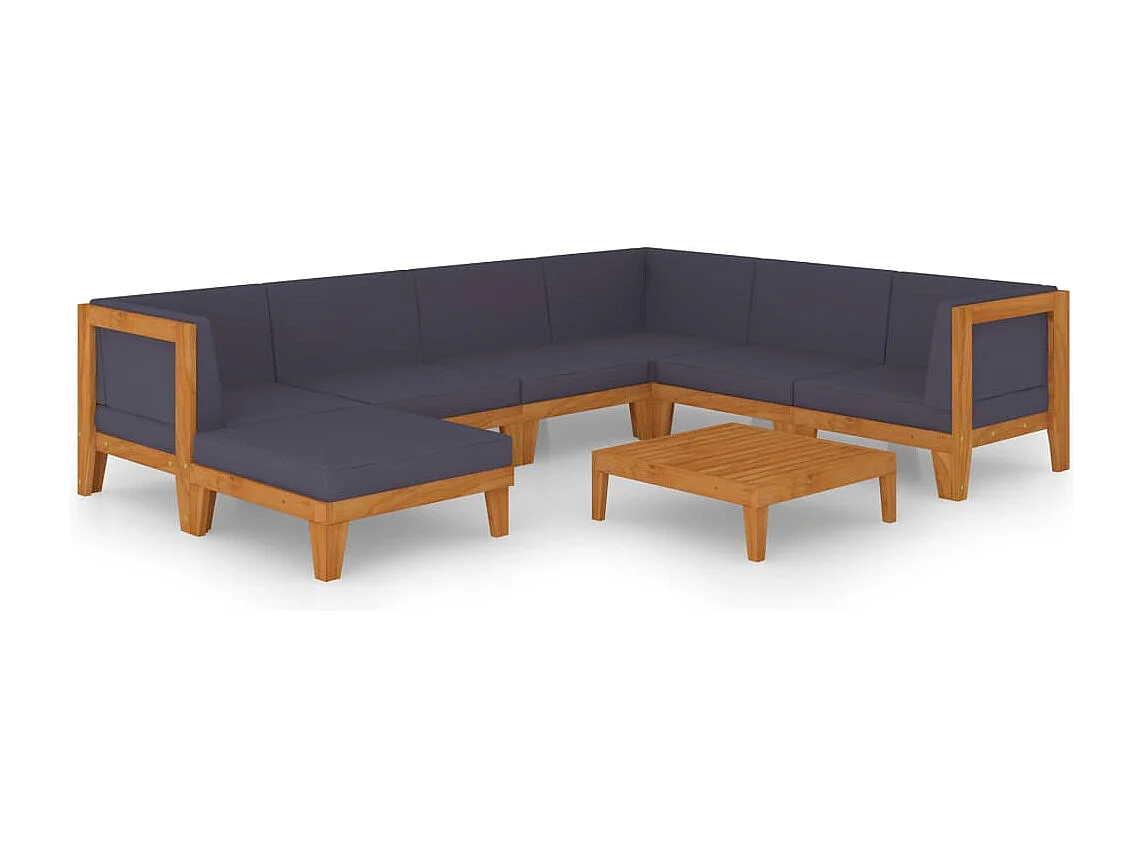 8-tlg. Garten-Lounge-Set mit Kissen Akazie Massivholz