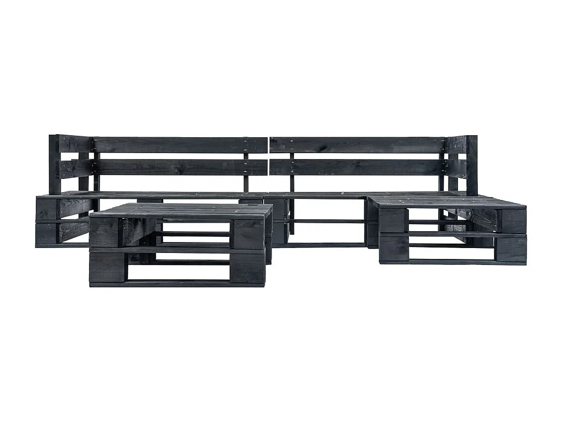 Canapés de jardin palette 4 pcs Noir Bois