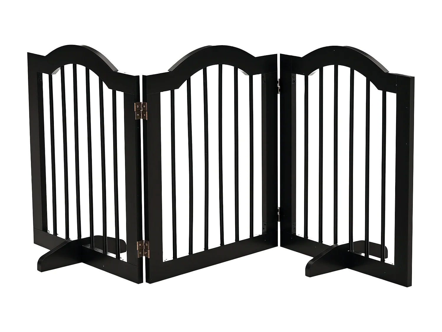 Barrière de sécurité barrière modulable pliable pour animaux de compagnie - piètement support - dim. 154,5L x 61H cm - MDF bois noir