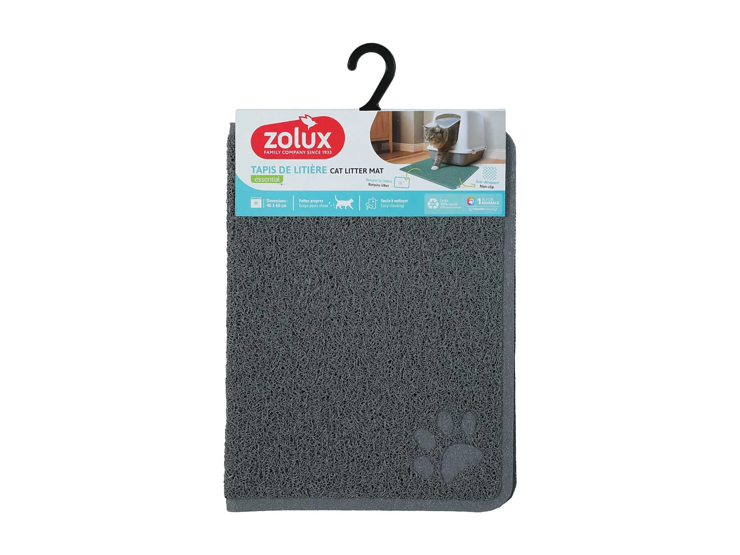 Tapis gris pour maison de toilette M - 40 x 60 cm