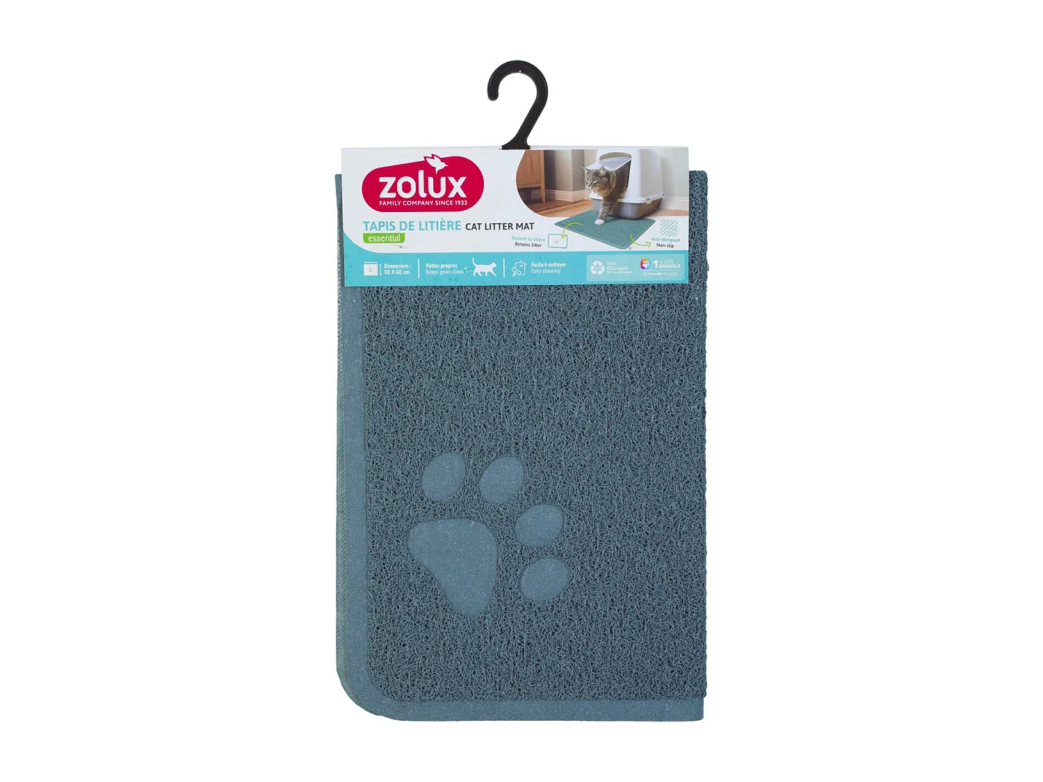 Tapis bleu pour maison de toilette L - 60 x 90 cm