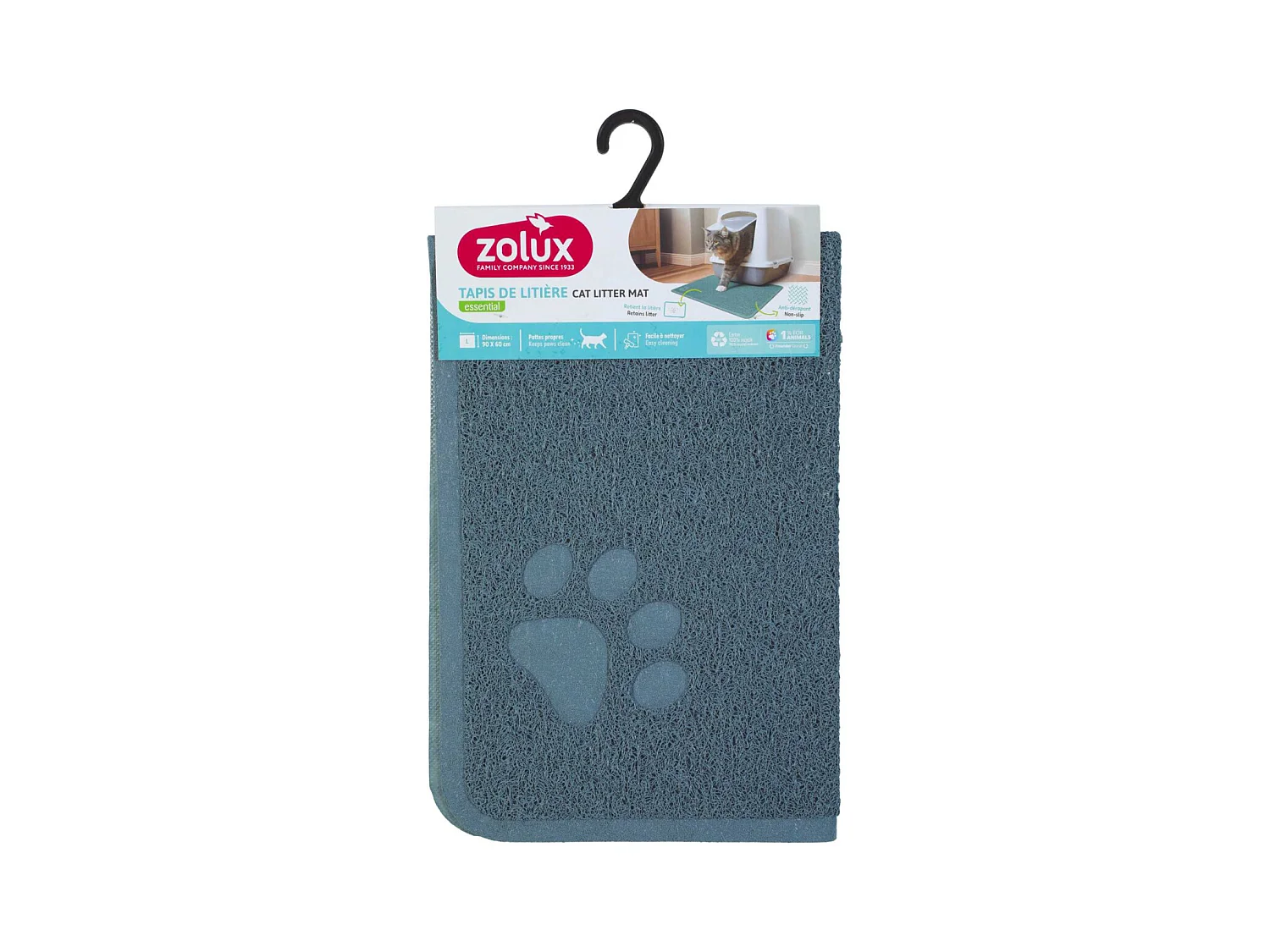 Tapis bleu pour maison de toilette L - 60 x 90 cm