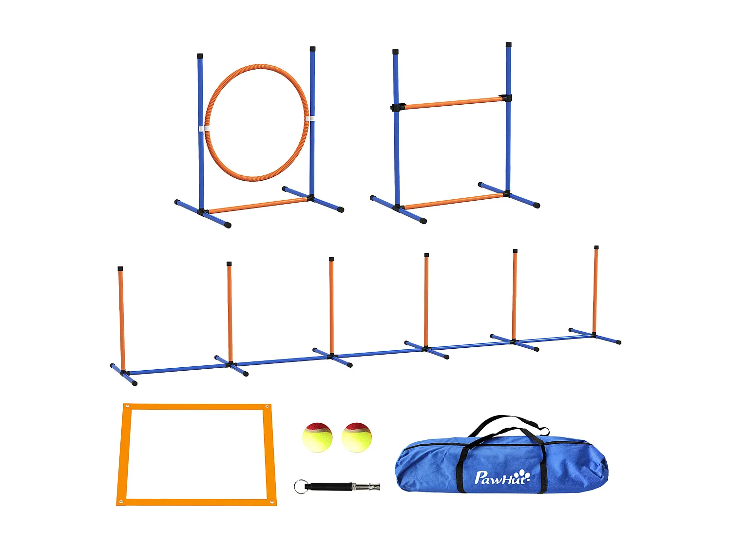 Kit d'agilité complet pour chien - slalom, anneau de saut, haies et accessoires