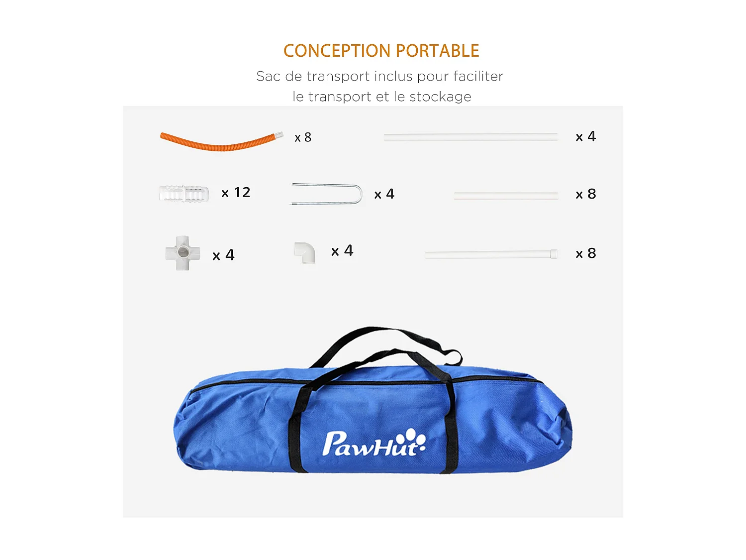 Kit d'agilité pour chien 4 pièces - hooper agility - arceaux entrainement, obstacle, sac de transport inclus