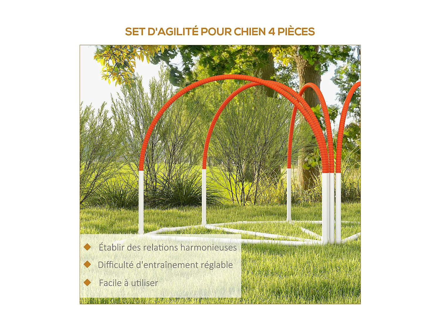 Kit d'agilité pour chien 4 pièces - hooper agility - arceaux entrainement, obstacle, sac de transport inclus