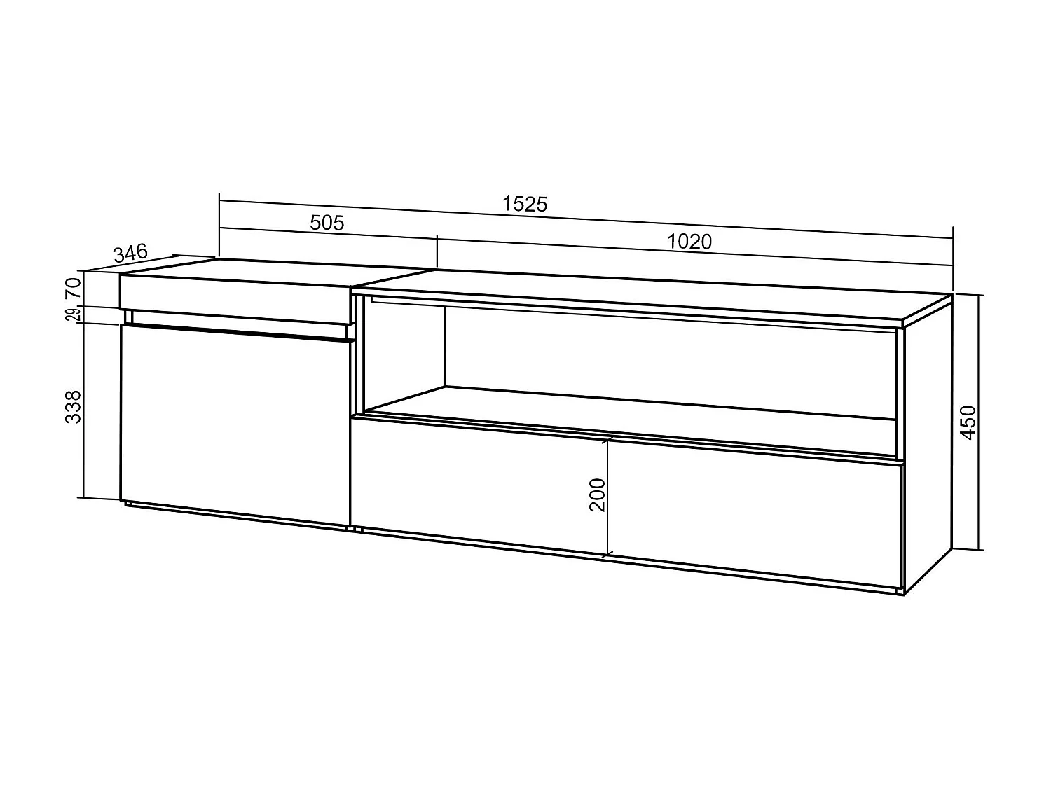 Móvel de TV, 150x35x45cm, Para televisores até 65", Suspensos, Carvahlo