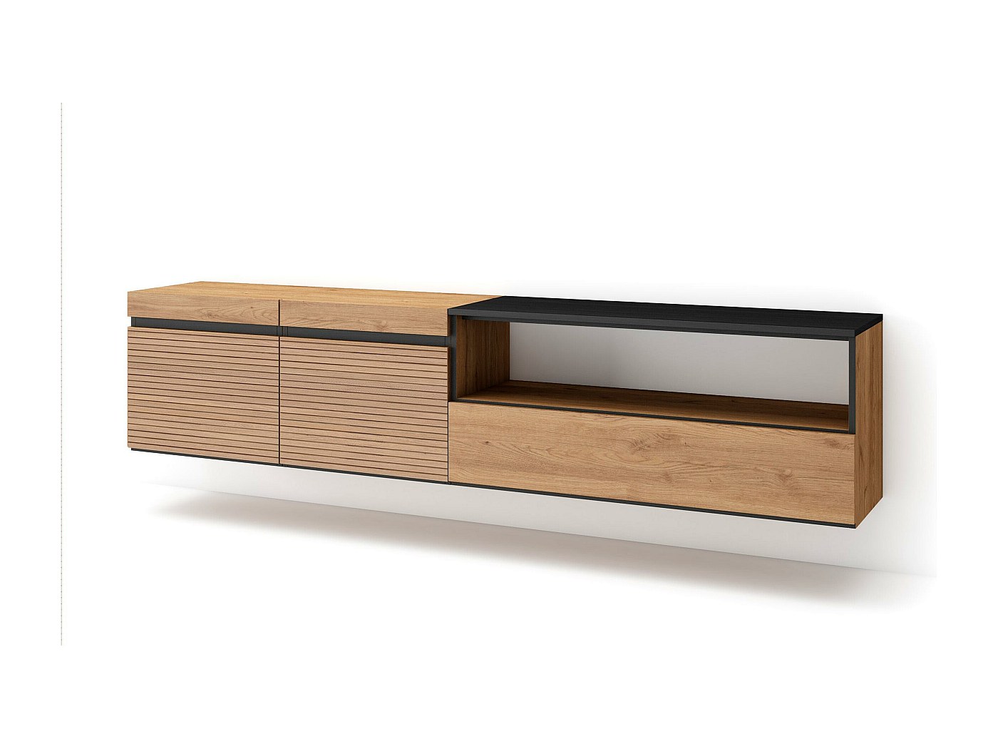 Mobile TV Con 2 Cassetti E 4 Ante, Adatto Per TV Fino A 60 Pollici Gambe In Legno Credenza Cassettiera Pannello Truciolare Colore Rovere 85895970