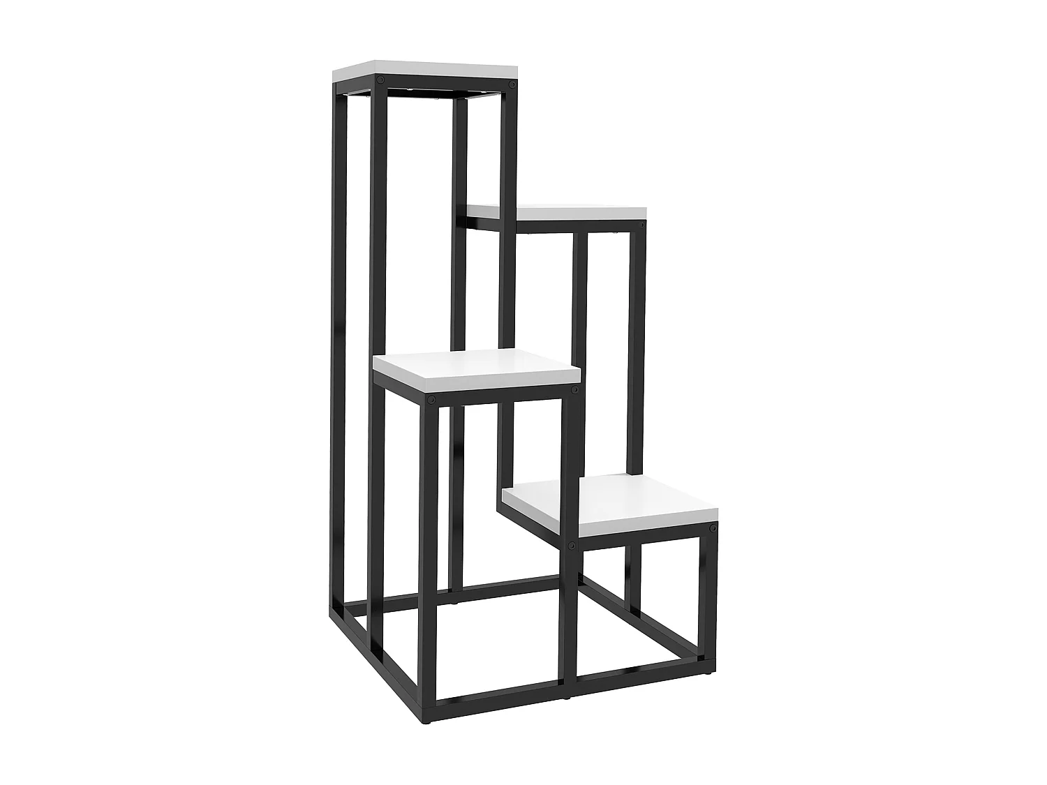 Porte-plantes style industriel 4 étagères - dim. 34L x 34l x 66H cm - métal sapin blanc